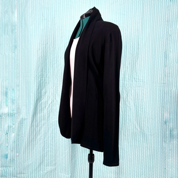Cyrus Black Shawl Collar Long Sleeve Open Front Lightweight Cardigan, XL - Picture 4 of 15